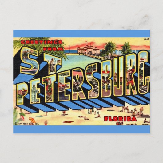 Retro St Petersburg Florida Briefkaart (Voorkant)