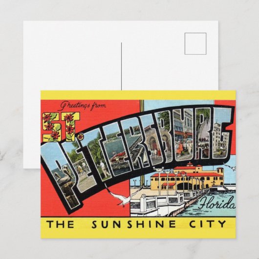Retro St. Petersburg Florida  Briefkaart (Voorkant / Achterkant)