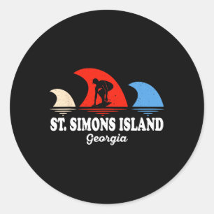 Retro St Simons Island Beach Georgia Surfen Ronde Sticker