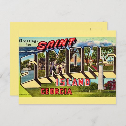 Retro St Simons Island Briefkaart (Voorkant / Achterkant)
