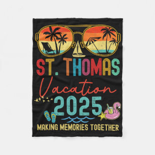 Retro St. Thomas Vakantie 2025 Herinneringen Match Fleece Deken