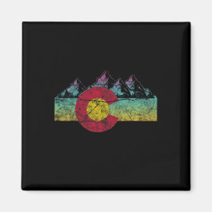 Retro staatsvlag Colorado Rocky Mountains Skien A Magneet