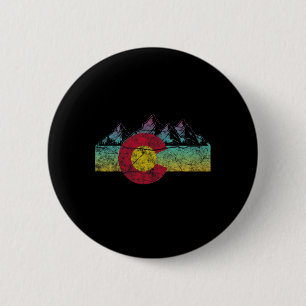 Retro staatsvlag Colorado Rocky Mountains Skiën A Ronde Button 5,7 Cm