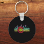 Retro staatsvlag Colorado Rocky Mountains Skien A Sleutelhanger (Voorkant)