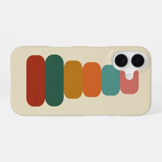 Retro Stacked Rounded Shapes iPhone 16 Hoesje (Achterkant horizontaal)