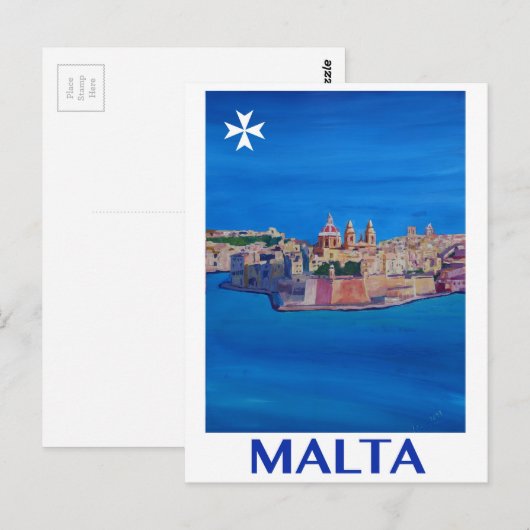RETRO Stad van Malta Valletta van het POSTER van Briefkaart (Voorkant / Achterkant)