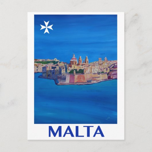 RETRO Stad van Malta Valletta van het POSTER van Briefkaart (Voorkant)
