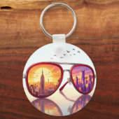 Retro Stads Silhouet Zonnebril Design Sleutelhanger (Achterkant)