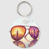 Retro Stads Silhouet Zonnebril Design Sleutelhanger (Achterkant)