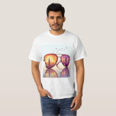 Retro Stads Silhouet Zonnebril Design T-shirt (Voorkant volledig)