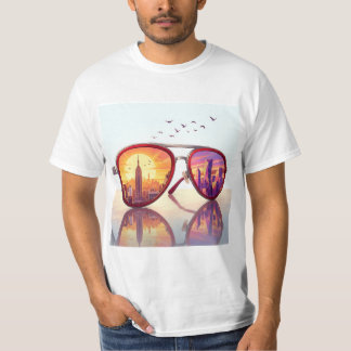 Retro Stads Silhouet Zonnebril Design T-shirt