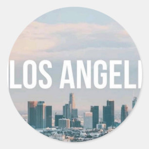 Retro Stadsesthetiek Los Angeles Silhouet Reis Ronde Sticker