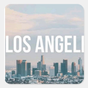 Retro Stadsesthetiek Los Angeles Silhouet Reis Vierkante Sticker