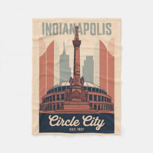 Retro stadsgezicht Indianapolis Indiana Kunst Fleece Deken