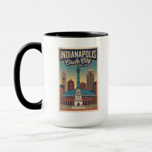 Retro stadsgezicht van Indianapolis Indiana Kunst Mok