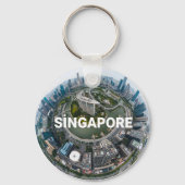 Retro stadsgezicht van Singapore Sleutelhanger (Voorkant)