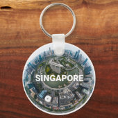Retro stadsgezicht van Singapore Sleutelhanger (Achterkant)