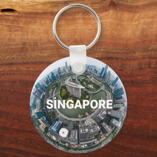 Retro stadsgezicht van Singapore Sleutelhanger (Voorkant)