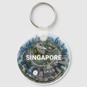 Retro stadsgezicht van Singapore Sleutelhanger (Achterkant)