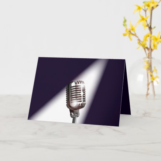Retro Stage-microfoon Kaart (Gele Bloem)