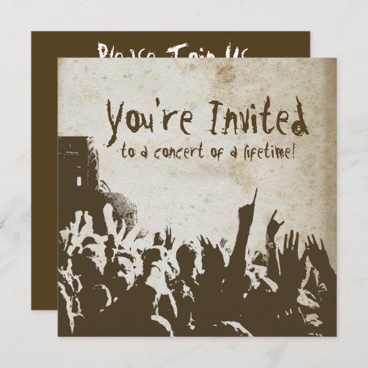 Retro Stained Rock Concert Uitnodiging (Voorkant / Achterkant)