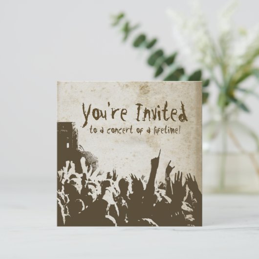 Retro Stained Rock Concert Uitnodiging (Staand voorkant)