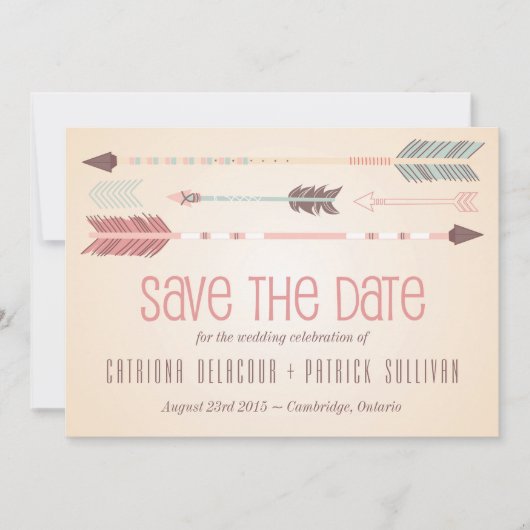 Retro-stammenpijlen Bewaar de datum-aankondiging Save The Date (Voorkant)