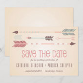 Retro-stammenpijlen Bewaar de datum-aankondiging Save The Date (Voorkant / Achterkant)