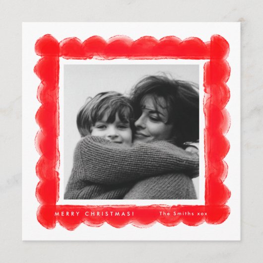 retro stamping red frame photo square christmas feestdagenkaart (Voorkant)