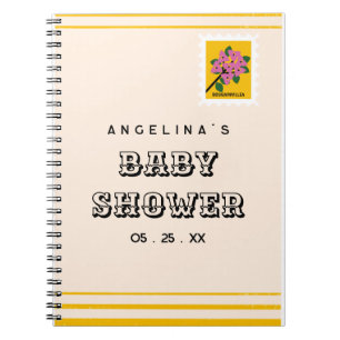 Retro Stamps Baby shower Geschenklijst Notitieboek