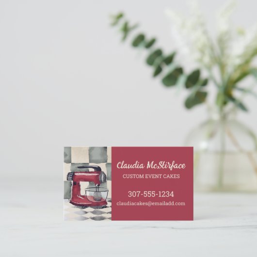 retro stand mixer baking bakery pastry Chef Visitekaartje (Staand voorkant)