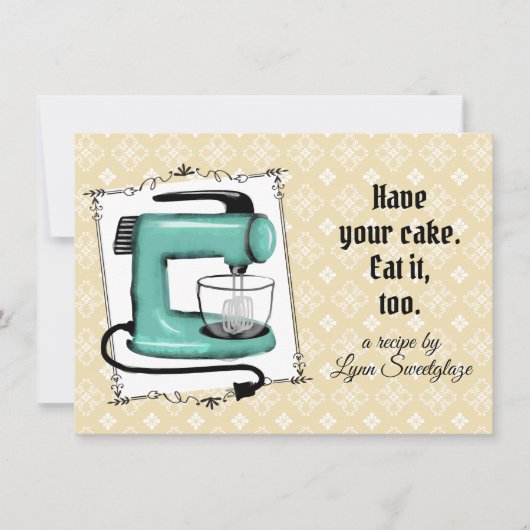Retro stand mixer bakken kookboek recept kaart (Voorkant)