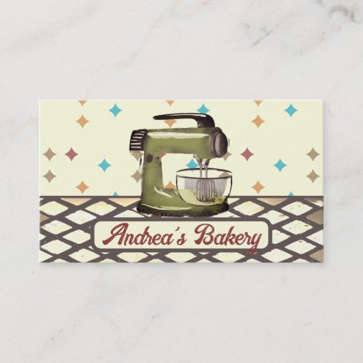 retro stand mixer bakkerij chef visitekaartje (Voorkant)