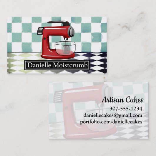 retro stand mixer bakkerij chef visitekaartje (Voorkant / Achterkant)