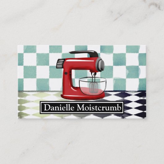 retro stand mixer bakkerij chef visitekaartje (Voorkant)