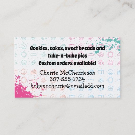 Retro stand mixer snoep bakkerij banketbakker visitekaartje (Achterkant)