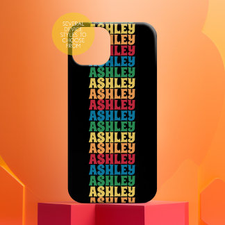 Retro Stapelde Rainbow Colors 70s van het Patroon iPhone 16 Hoesje
