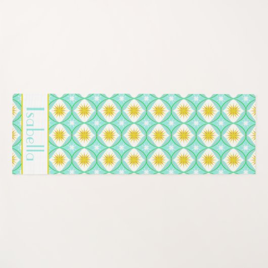Retro Star Flower Hourglass Pattern Gepersonalisee Yogamat (Voorkant (horizontaal))