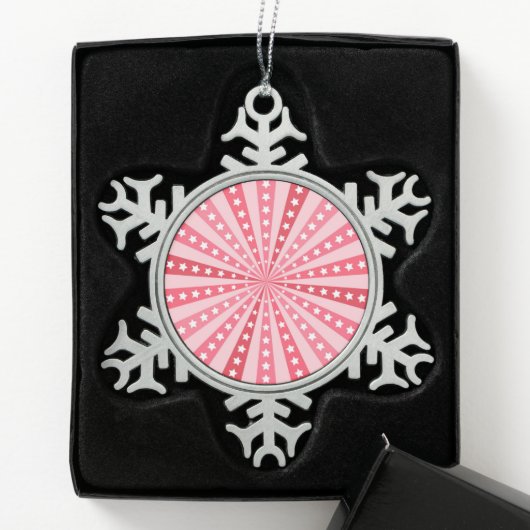 Retro Starburst Background - Red Tin Sneeuwvlok Ornament (Kistje)