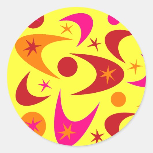 Retro Starburst Boomerang Stickers (Voorkant)