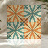 Retro Starburst Design in Blauwgroen en Terracotta Tegeltje