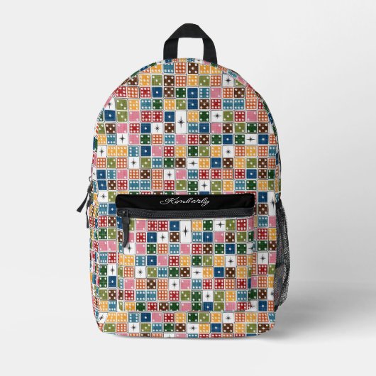 Retro Starburst Dominoes Bedrukte Rugzak (Voorkant)