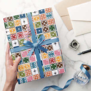 Retro Starburst Dominoes Cadeaupapier