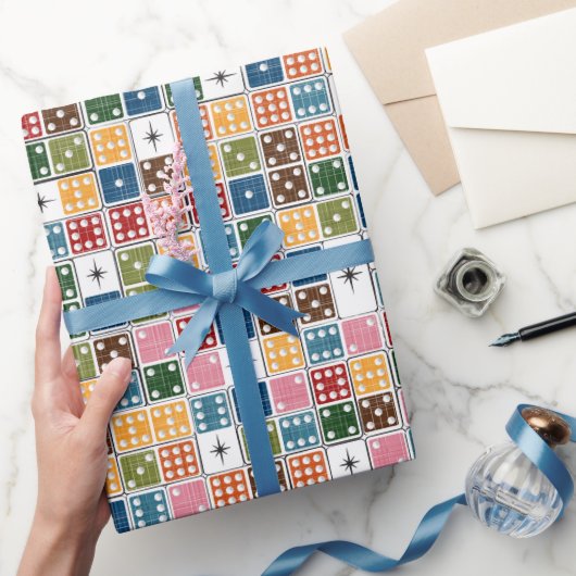 Retro Starburst Dominoes Cadeaupapier (Geschenken)