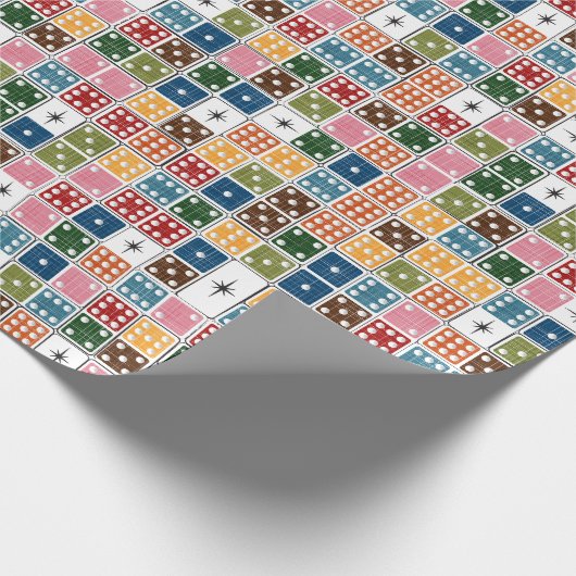Retro Starburst Dominoes Cadeaupapier (Hoek)