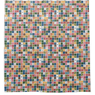 Retro Starburst Dominoes Douchegordijn