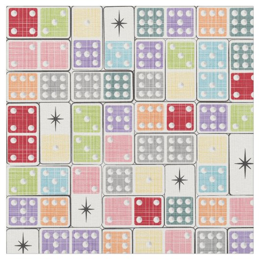 Retro Starburst Dominoes Stof (Close Up)