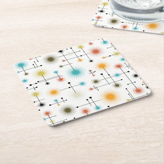 Retro Starburst een Go-Go! Kartonnen Onderzetters (Schuin)
