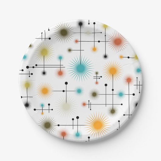 Retro Starburst een Go-Go! Papieren Bordje (Voorkant)
