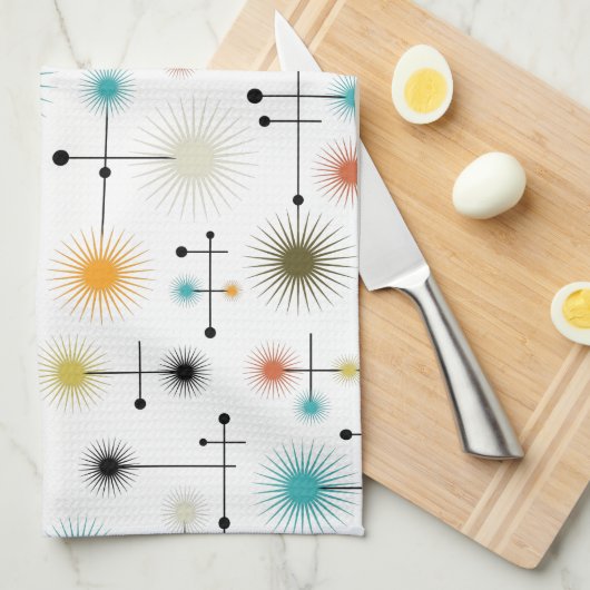 Retro Starburst een Go-Go! Theedoek (Quarter Fold)